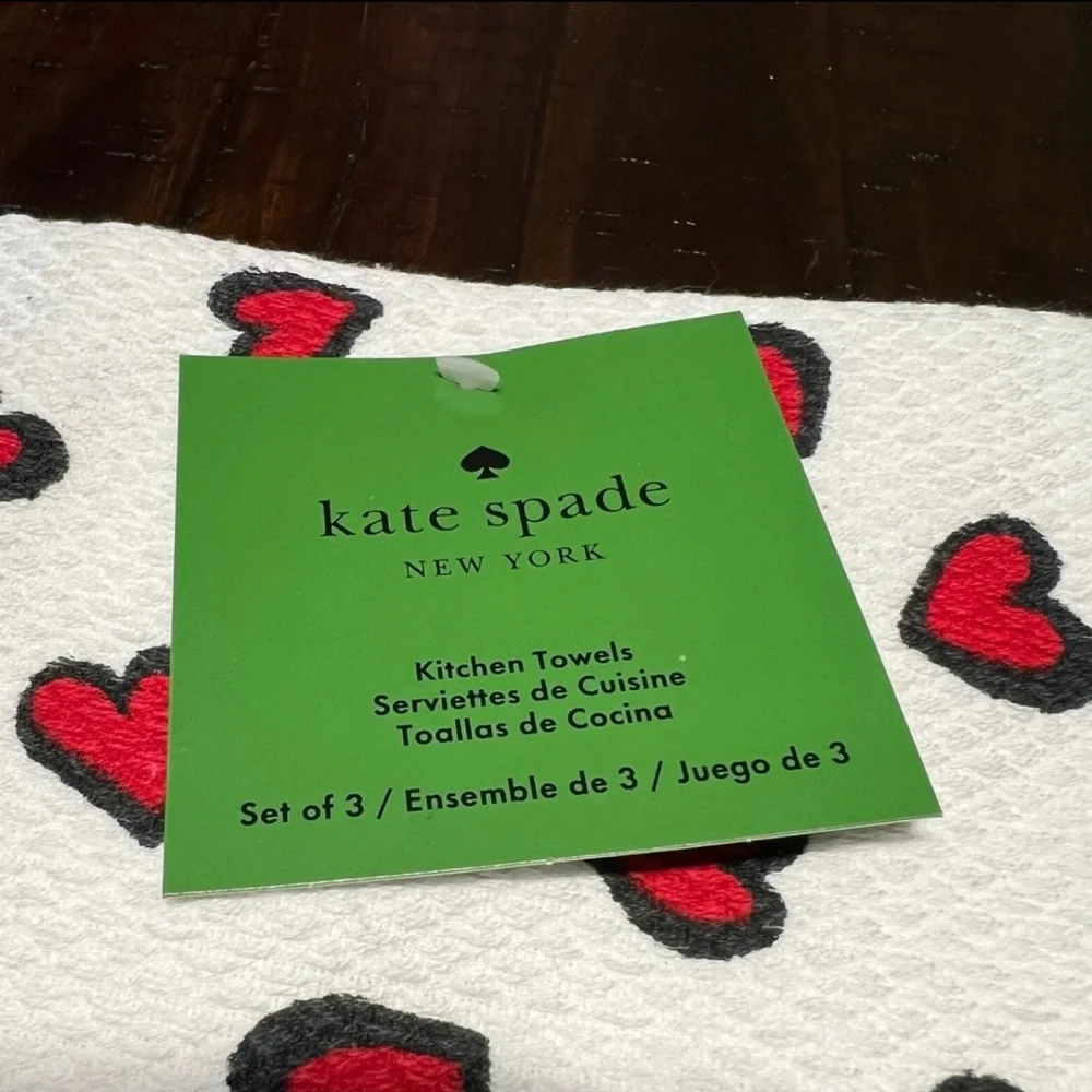 Kate Spade New York Hearts and Stripes Kitchen Towels Set of 3